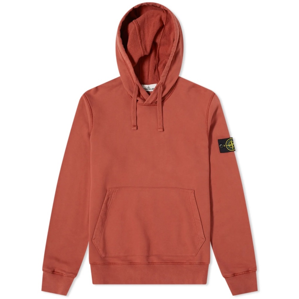 Stone Island Garment Dye Hoodie in Brick Red | Sz M